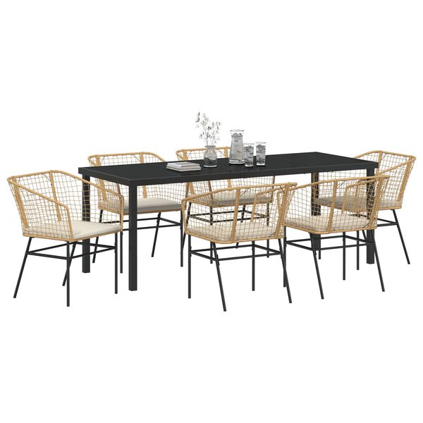 vidaXL Set da Pranzo per Giardino 7 pcs Marrone polyrattan