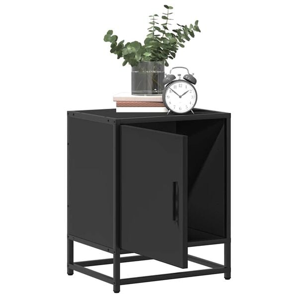 vidaXL Comodino Nero 40x31x50 cm Legno Multistrato e Metallo