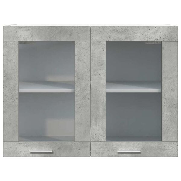 vidaXL Mobile Pensile con Vetro “Lyon” Grigio Cemento 80x31x60 cm