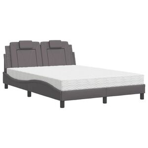 vidaXL Letto Viana con Materasso Grigio 140x190 cm in Similpelle