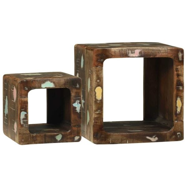 vidaXL Unit&agrave; TV 2 pcs Multicolore Legno Recuperato Massello