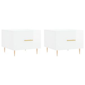 vidaXL Tavolini Salotto 2pz Bianco Lucido 50x50x40cm Legno Multistrato