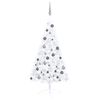 vidaXL Albero di Natale a Metà Preilluminato con Palline Bianco 120 cm