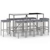 vidaXL Set Bar da Giardino 11 pz con Cuscini in Polyrattan Grigio