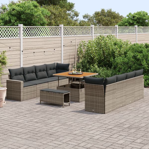 vidaXL Set Divano da Giardino con cuscino 11 pcs Grigio