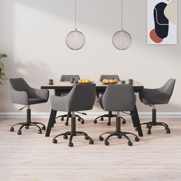 vidaXL Sedie da Pranzo Girevoli 6 pz Grigio Scuro in Velluto