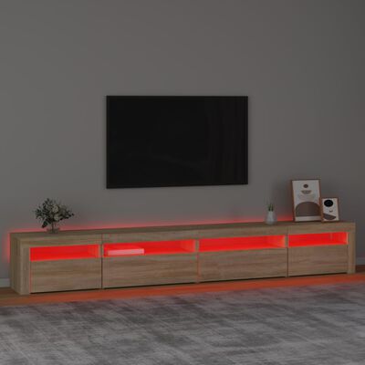 vidaXL Mobile Porta TV con Luci LED Rovere Sonoma 270x35x40 cm