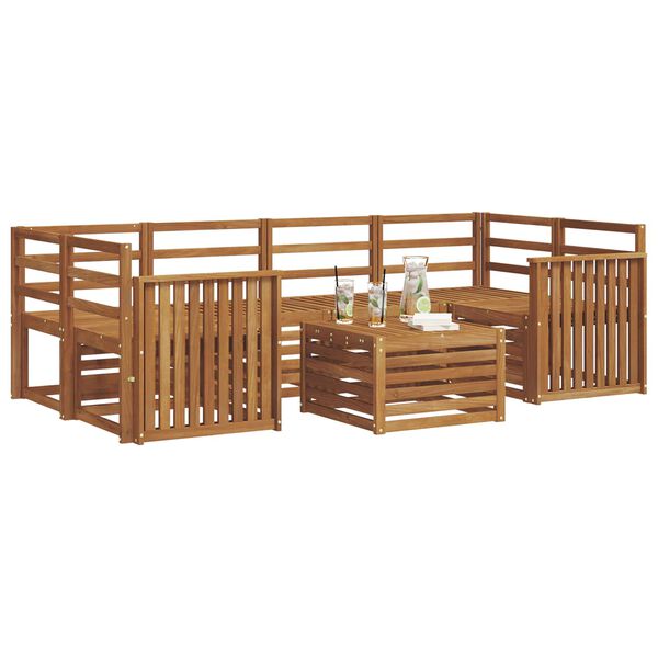 vidaXL Set divani 7 pcs Naturale Legno di Acacia Massello