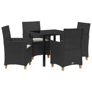 vidaXL Set da Pranzo per Giardino 5 pcs Nero polyrattan