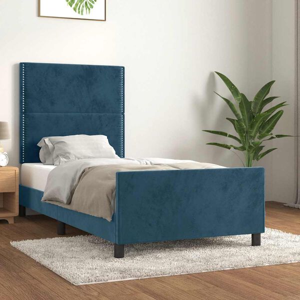vidaXL Giroletto senza Materasso Blu Scuro 90x200 cm in Velluto
