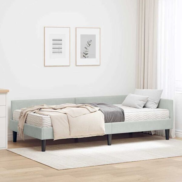 vidaXL Struttura Letto Angolare con Materasso 2 pcs Grigio chiaro