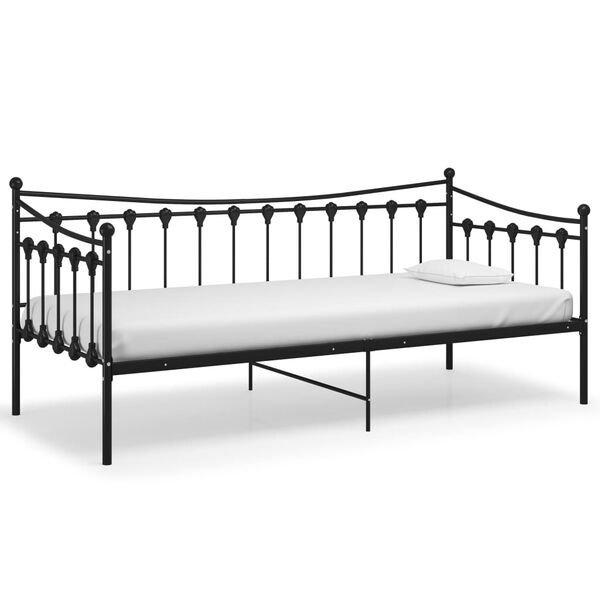 vidaXL Telaio Divano Letto Nero in Metallo 90x200 cm