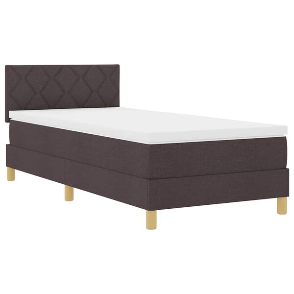 vidaXL Letto a Sorgente LED Marrone Scuro 90 x 190 cm Tessuto