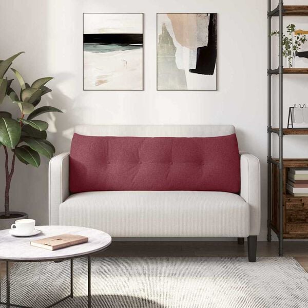 vidaXL Cuscino per Schiena Rosso Vino 140 x 24 x 50 cm Tessuto