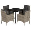 vidaXL Set Pranzo da Giardino 5pz con Cuscini Grigio Chiaro Polyrattan