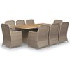 vidaXL Set da Pranzo da Giardino 9 pz in Polyrattan Marrone