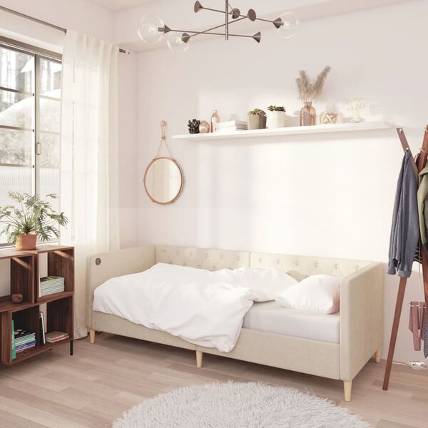 vidaXL Dormeuse con Materasso Presa USB Crema in Tessuto 90x200 cm