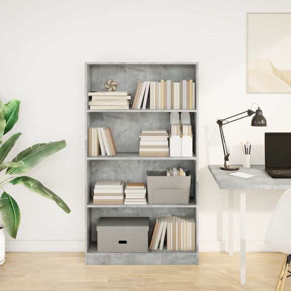 vidaXL Libreria Grigio Cemento 80x24x143 cm in Legno Multistrato