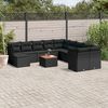 vidaXL Set Divani da Giardino 12 pz con Cuscini Nero in Polyrattan