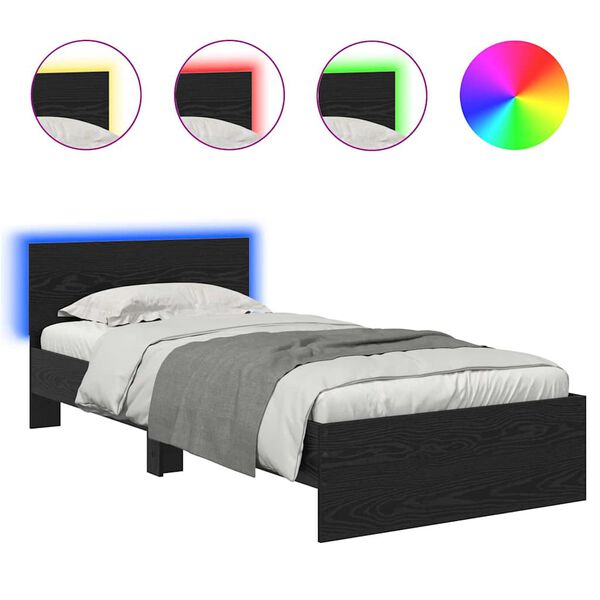 vidaXL Struttura del letto Rovere Nero 100 x 200 cm Legno multistrato