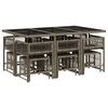 vidaXL Set da Pranzo da Giardino 11pz con Cuscini in Polyrattan Grigio