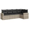 vidaXL Set Divano da Giardino 5pz con Cuscini Grigio Chiaro Polyrattan