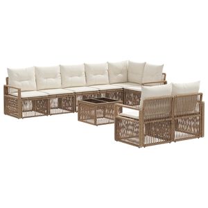 vidaXL Set Divano da Giardino 9 pcs Beige polyrattan