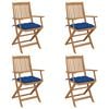 vidaXL Sedie da Giardino Pieghevoli 4pz con Cuscini Massello Acacia