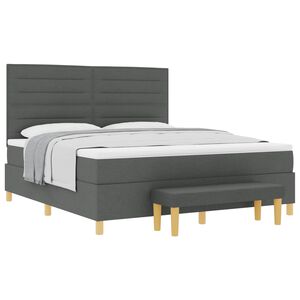 vidaXL Letto a molle con materasso Grigio scuro 180 x 200 cm Tessuto