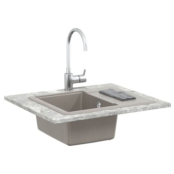 vidaXL Lavello Grigio 560 x 460 mm 80% Quarzo e 20% Resina