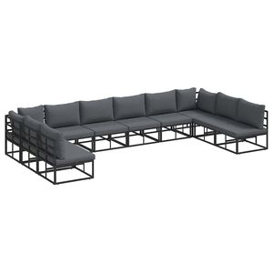 vidaXL Set Divano da Giardino 10 pz Nero Alluminio