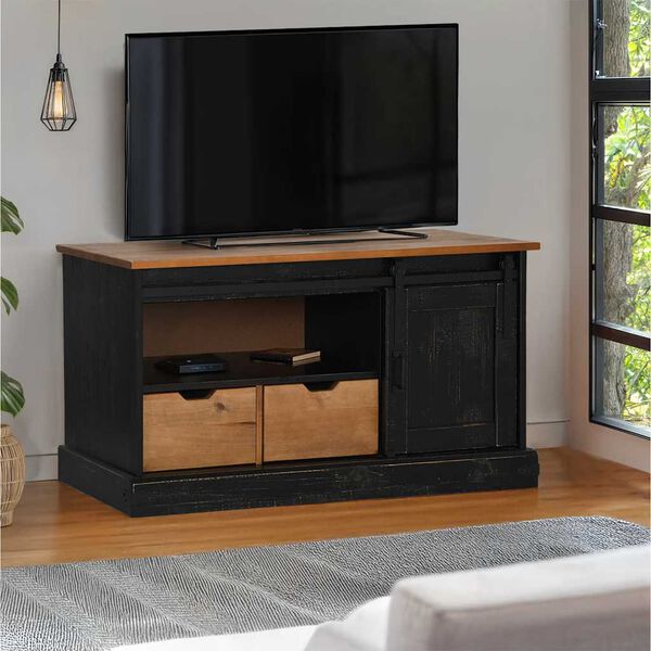 vidaXL Mobile Porta TV HALDEN con Anta Scorrevole Nero 110x40x60 cm