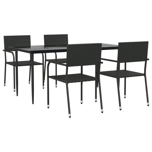 vidaXL Set da Pranzo da Giardino 5 pz Nero in Polyrattan e Acciaio