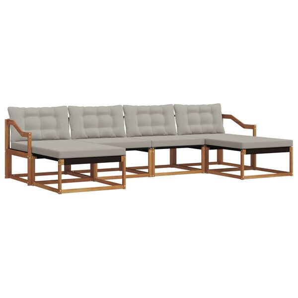 vidaXL Set di divani da esterno 6 pcs Grigio Naturale e Chiaro