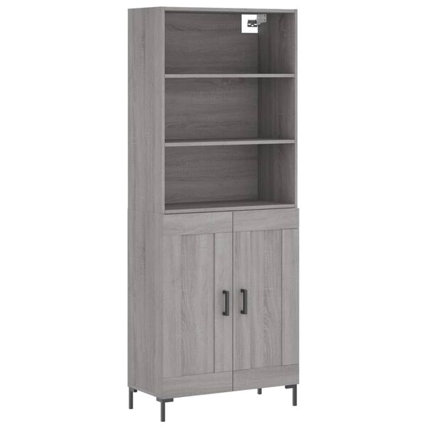 vidaXL Credenza Grigio Sonoma 69,5x34x180 cm in Legno Multistrato