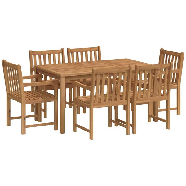 vidaXL Set da pranzo da giardino 7 pz 150x90 cm in legno massello di teak