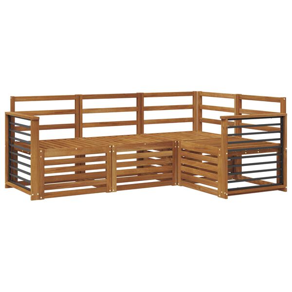 vidaXL Set divani 4 pcs Naturale Legno di Acacia Massello