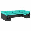 vidaXL Set Divani da Giardino 10 pz con Cuscini Nero in Polyrattan