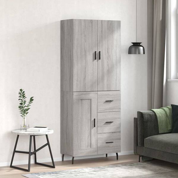 vidaXL Credenza Grigio Sonoma 69,5x34x180 cm in Legno Multistrato