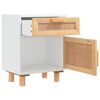 vidaXL Comodino Bianco in Legno Massello di Pino e Rattan Naturale