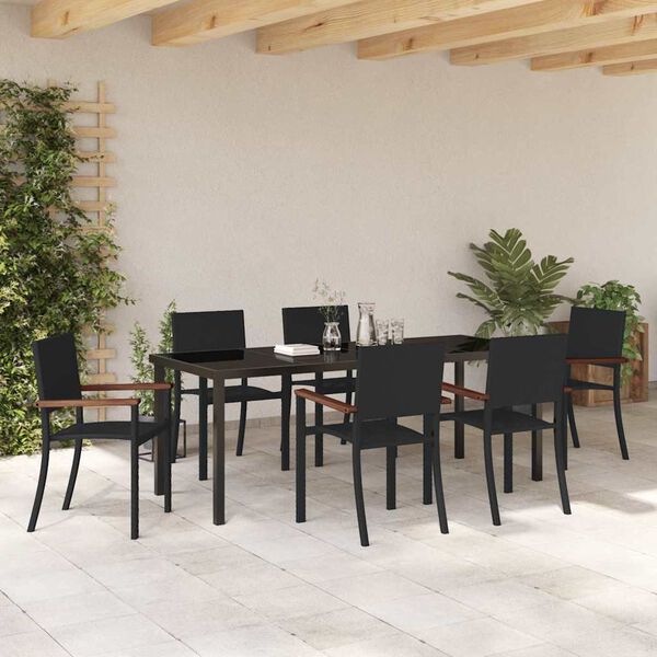 vidaXL Set da Pranzo per Giardino 7 pcs Nero