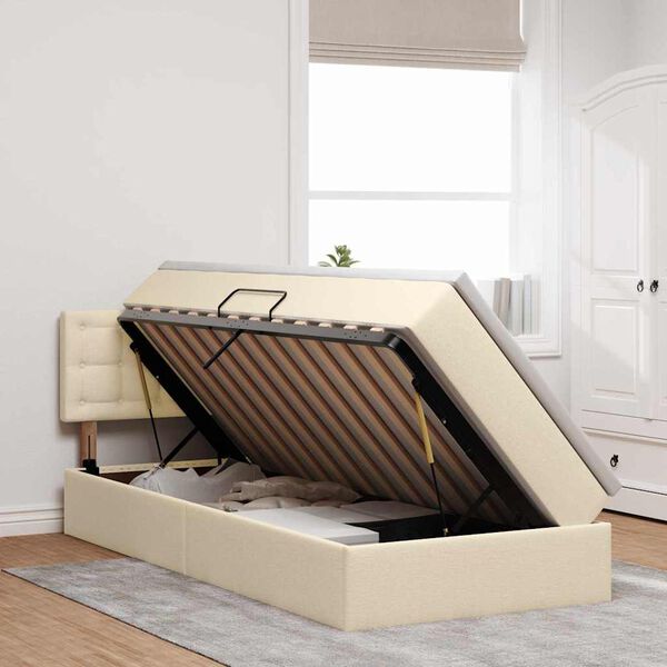 vidaXL Letto con contenitore e LED con led Crema 100 x 200 cm Tessuto