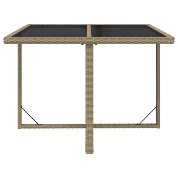 vidaXL Tavolo da Giardino Beige 109x107x74 cm in Polyrattan e Vetro