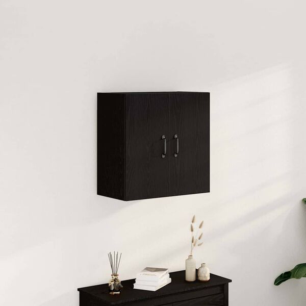vidaXL Mobiletto da Parete Rovere Nero 60x31x60 cm in Legno Massello
