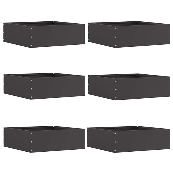 vidaXL Bordura per Prato 6 pcs Nero 40 x 40 x 13 cm Acciaio