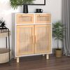 vidaXL Credenza Bianca 60x30x75 cm Legno Massello Pino Rattan Naturale