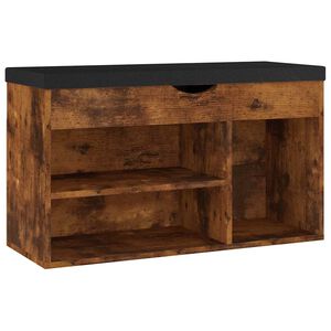 vidaXL Panca Porta Scarpe Cuscino Rovere Fumo 80x30x47cm Multistrato