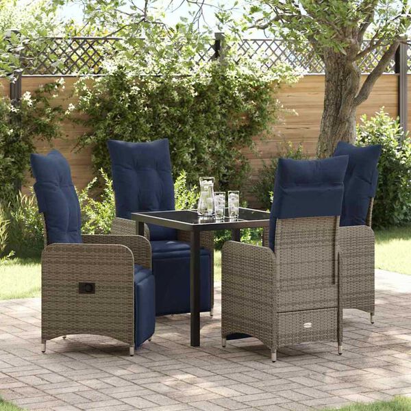vidaXL Set da Pranzo per Giardino 5 pcs Grigio polyrattan