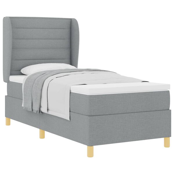 vidaXL Letto a molle con materasso Grigio chiaro 200 x 90 cm Tessuto