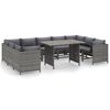 vidaXL Set Divani da Giardino 10 pz con Cuscini in Polyrattan Grigio